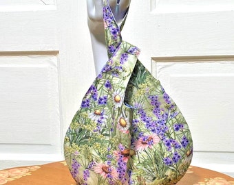 Wildflower Meadow Japanese Style Knot Bag | Optional Pocket | Fun Fabrics | Fully Lined | Interfaced for Shape