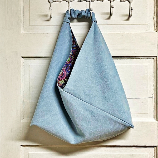 Denim Origami Bag | Fully Lined | Reversible | Washable | Custom Fabrics