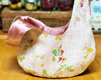 MacBeth Blush Linen and Satin/Sateen Japanese Style Knot Bag | Evening ~ Bridal ~ Special Occasion ~ Gift