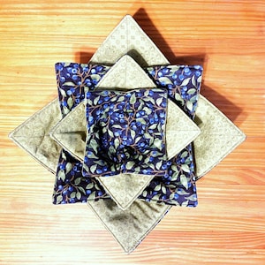 Blueberry Bowl Cozy | Great for Hot Chili or Cold Ice Cream | Hot Pad for Pies and Casseroles / Reversible | 5 Sizes | Microwave Safe