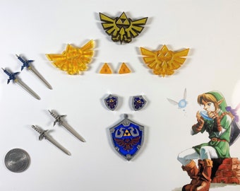 BOTW Zelda Inspired Triforce, Shield, Sword Earrings and Pendant Charms