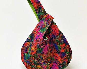 Confetti Japanese Style Knot Bag | Optional Pocket |  Fun Fabrics | Fully Lined | Interfaced for Shape | Reversible