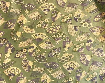 Jade Green & Soft Gold/Cream Japanese Fan Cotton Silk Blend Brocade Japanese Style Knot Bag | Evening ~ Bridal ~ Special Occasion ~ Gift