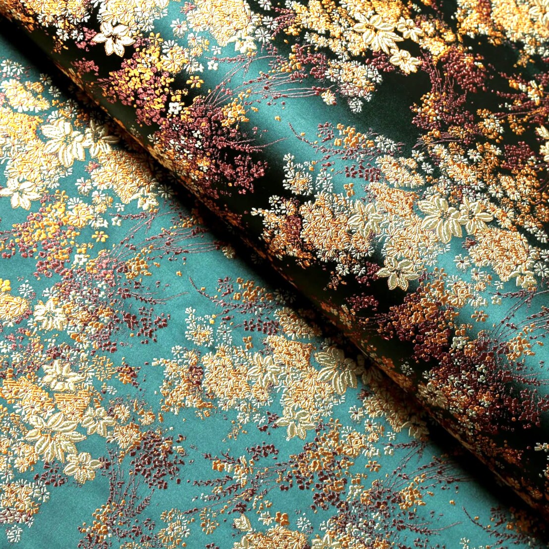 Maroon and Gold Floral Motif Brocade Silk Bag