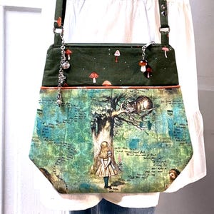 Charmed Alice in Wonderland Crossbody Shoulder Bag | Elegant Evening Bag | Premium Fabrics | Fully Lined | Secretly Alice