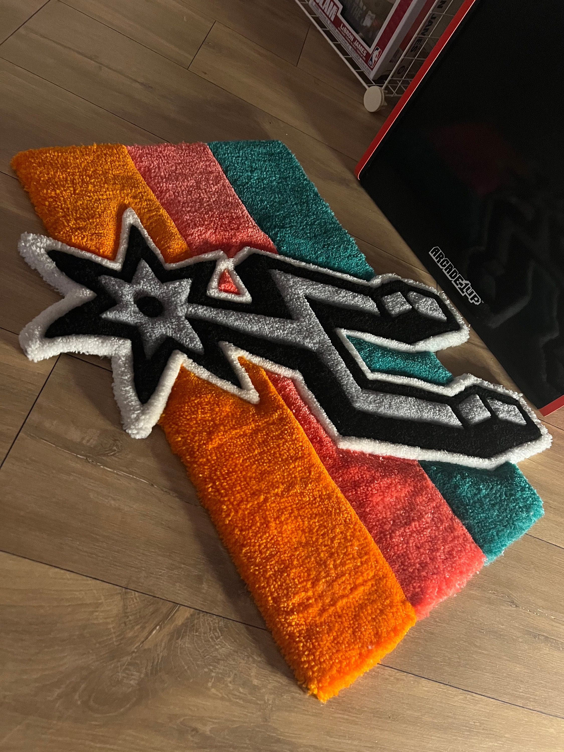Spurs Handmade Tufted Rug Basketball - Etsy