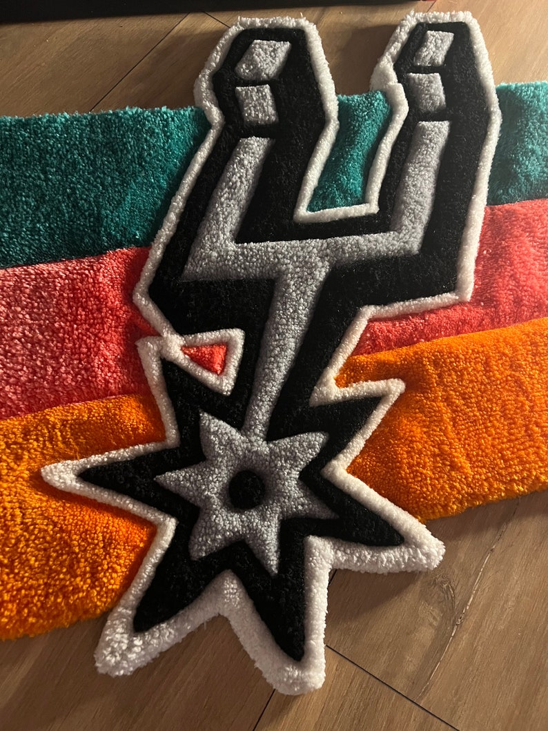 Spurs Handmade Tufted Rug Basketball - Etsy