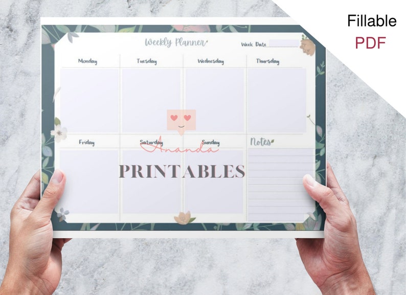 Weekly Planner Printable Floral landscape Weekly Planner - Etsy