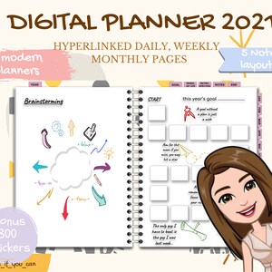 Goodnotes-planerare, daterad digital planerare, iPad-planerare, anmärkningsvärd planerare, digital journal, daglig digital planerare, 2021, digital planerare