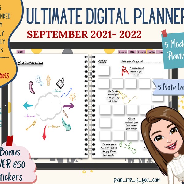 Goodnotes planner, Dated Digital Planner, ipad planner, notability planner, Digital journal, daily digital planner, 2022, planner digital