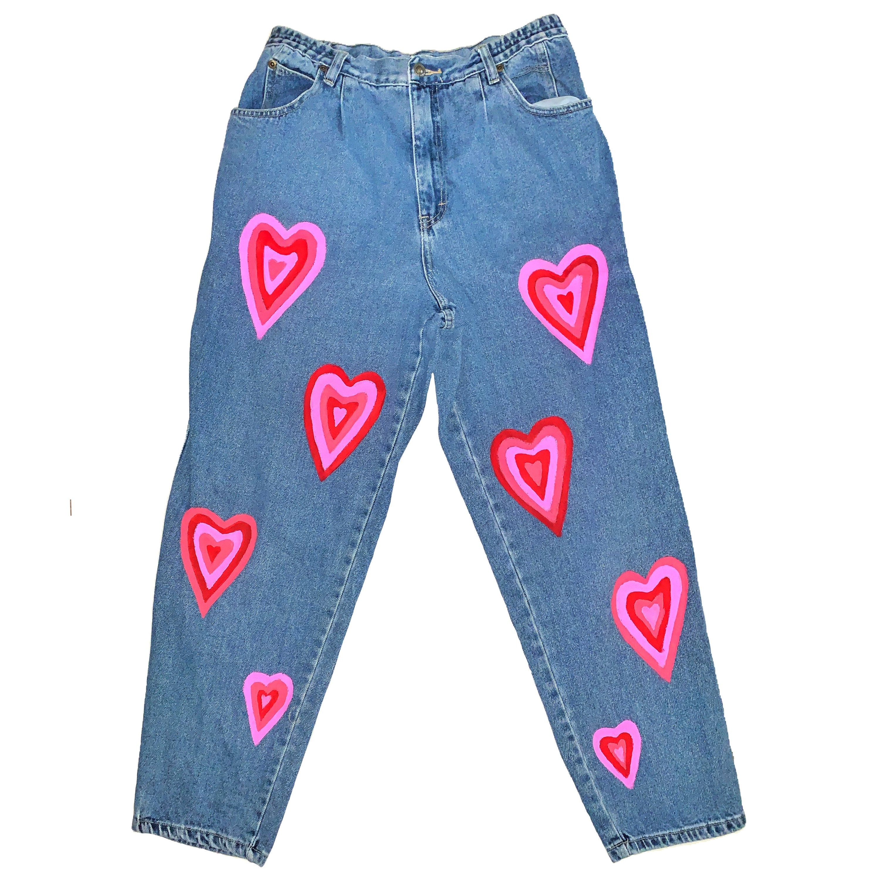 Hand Painted Jeans: the Powerpuff Girls Custom Heart Jeans - Etsy