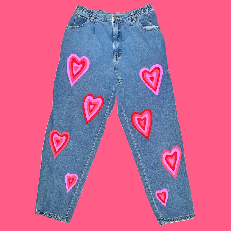 Hand Painted Jeans: the Powerpuff Girls Custom Heart Jeans - Etsy