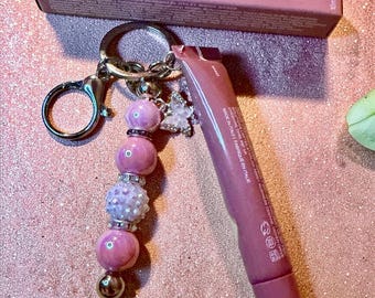 Tinted LipGloss  Keychain, Custom Beaded Accessory, Bag Charm