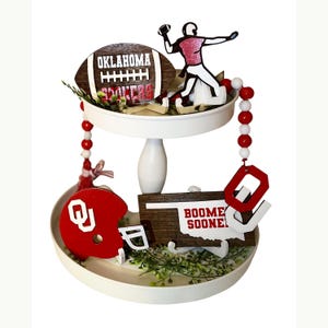 Letreros de la UNIVERSIDAD DE OKLAHOMA Decoración de bandeja escalonada Fanático del fútbol