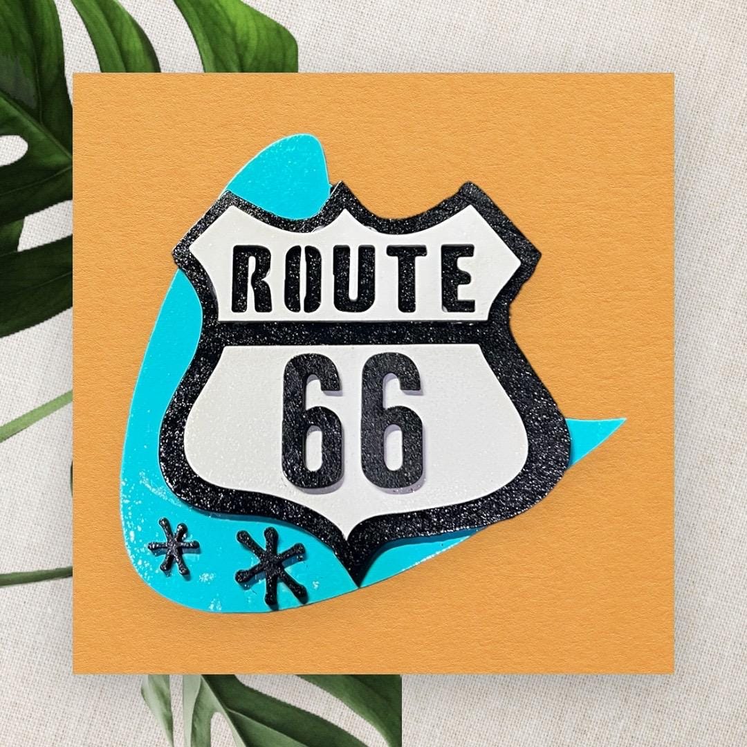 Curated visual reference: Modern Route Advice Reference: Mid Century Modern Route 66 Retro Sign Mcm