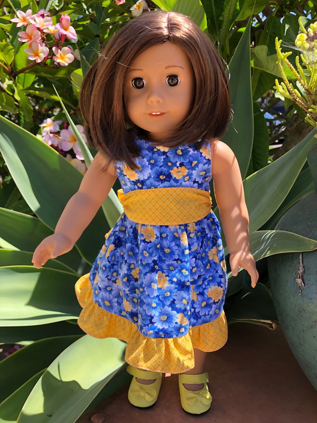 18 Inch Doll Dress Blue & Yellow Doll Clothes Fit American Etsy