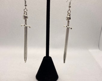 DnD Longsword Earrings, Fantasy Jewelry, Dungeons and Dragons, Nerdy Earrings