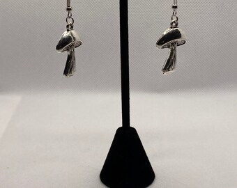 Mushroom Pendant Earrings, Nature Inspired, Queer Handmade Jewelry