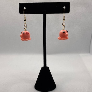Kawaii Earrings, Pink Octopus, Kawaii Octopus Earrings, Lesbian Earrings, Cute Earrings, Anime Earrings, Quirky, Weird Earrings, Aesthetic
