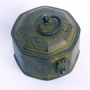 Hand-Engraved Brass Box: Indian Decor Accent Piece