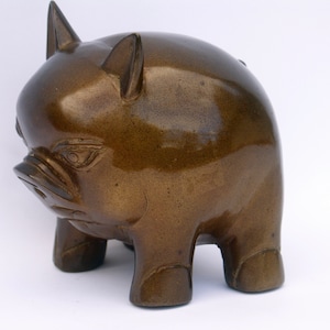 Handmade Bronze Pig Figurine: Bali Home Decor