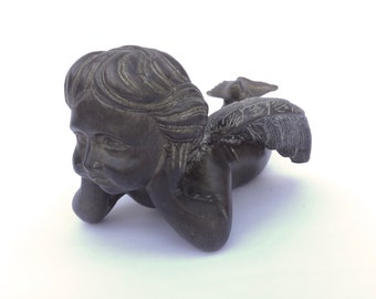 Handmade Bronze Cherub Figurine - Bali Garden Decor