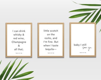 Lyric Poster / Song lyrics digital print / Wall Art Bundles / Lyrics poster print / Song Quotes