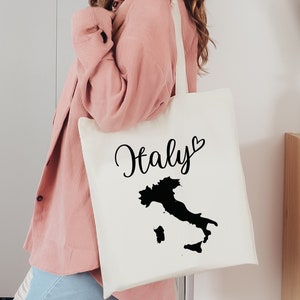 Italy Map Tote Bag, Italy Travel Tote Bag, Italy Souvenir, Italy Lover Gift, Europe Travel Tote Bag, Canvas Tote Bag, Zippered Tote Bag