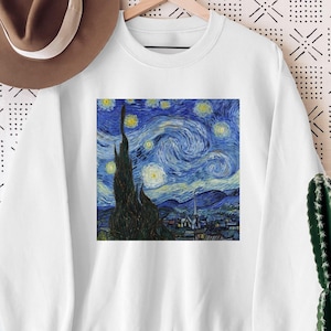 Van Gogh Starry Night Sweatshirt, Aesthetic Hoodie, Art Lover Gift, Moon and Stars, Van Gogh Lover Shirt, Art Teacher Shirt, Artist T-Shirt