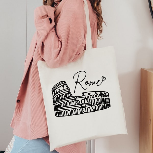 Rome Tote Bag, Rome Italy Tote Bag, Rome Colosseum Tote Bag, Rome Travel Gift, Europe Travel Tote Bag, Canvas Tote Bag, Zippered Tote Bag