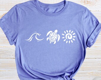 Wave Turtle Sun Graphic Tee, Beach Summer Shirt