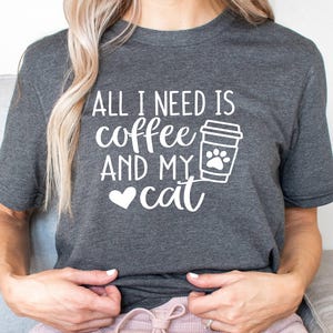 Coffee and Cat Mom Shirt, Funny Cat Lover Tee