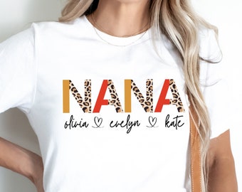 Custom Nana Shirt: Leopard Print Personalized Grandma Tee