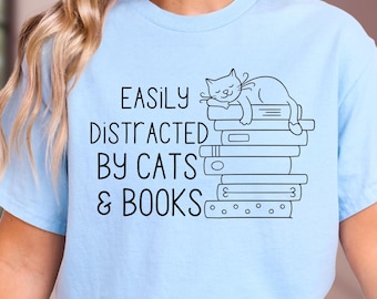 Cats and Books T-Shirt, Funny Book Lover Gift
