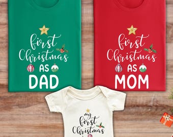First Christmas Family Matching Shirt: Baby Bodysuit, Holiday Tee