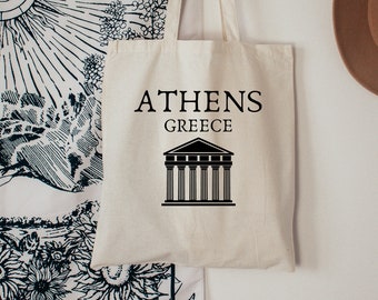 Athens Greece Tote Bag, Greece Gift Bag, Athens Trip Tote Bag, Greece Travel Gift, Greece Lover Gift, Canvas Tote Bag, Zippered Tote Bag
