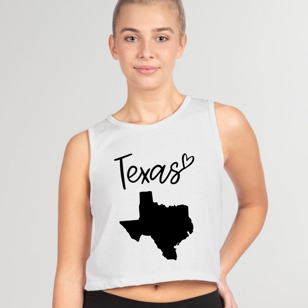 Texas Crop Top, Texas Tank Top, Country Gift Shirt, Texas Vacation Tee, Summer Vacation Shirt, Texas Souvenir Tank Top