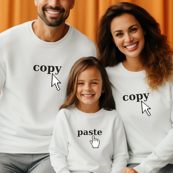 Copy Paste Family Sweatshirt, Family Matching Hoodies, Father's Day Sweatshirt, Mom Dad Kids Sweater, Funny Family Matching, Mommy And Me