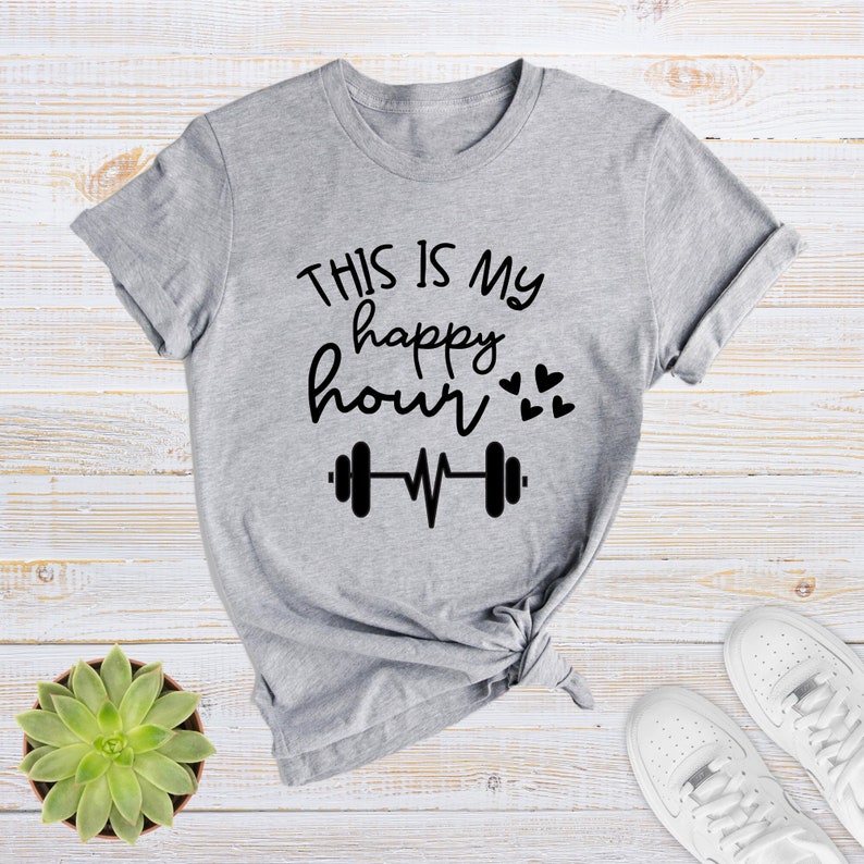 This Is My Happy Hour Shirt, Women Workout Tee, Women Gym Shirt, Fitness Shirt, Workout Gift, Women Gift Tee, Happy Shirt, Gym Clothes bild 5