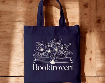 Booktrovert Tote Bag: Book Lover Gift, Reader Canvas Bag