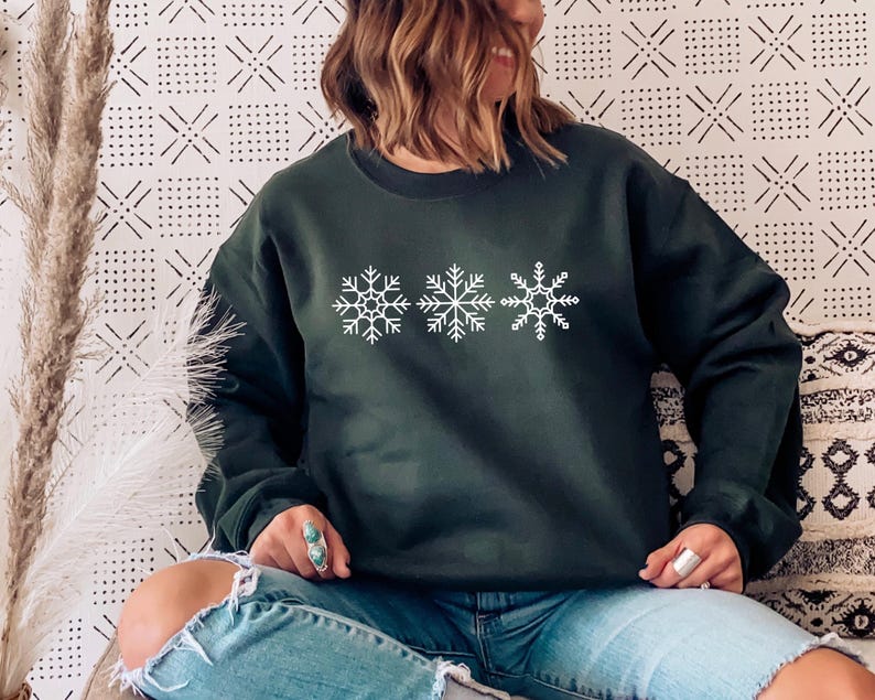 Christmas Snowflake Sweatshirt, Women's Winter Sweatshirt image 3