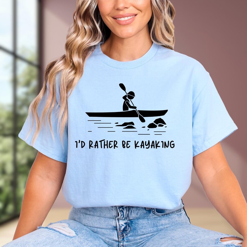 I'd Rather Be Kayaking Shirt - Camping and Paddle Life Tee, Kayak Lover Gift image 4