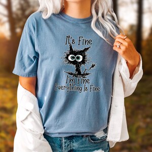 Comfort Colors Black Cat T-Shirt: Sarcastic Humor, Anxiety Relief