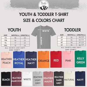youth and toddler t - shirt sizes and colors chart