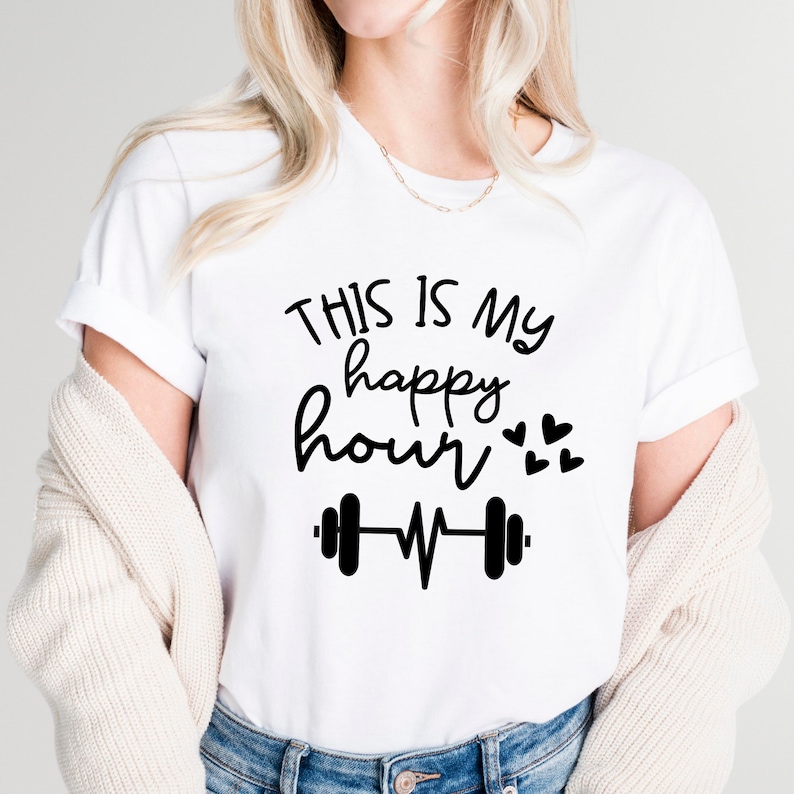 This Is My Happy Hour Shirt, Women Workout Tee, Women Gym Shirt, Fitness Shirt, Workout Gift, Women Gift Tee, Happy Shirt, Gym Clothes bild 6