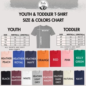 youth and toddler t - shirt sizes and colors chart