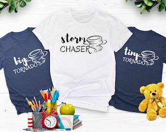 Matching Mom & Kid Storm Chaser Shirts: Funny Tornado Family Set