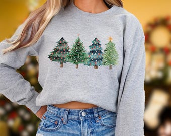 Retro Christmas Tree Sweatshirt: Cozy Holiday Pine Tree Hoodie
