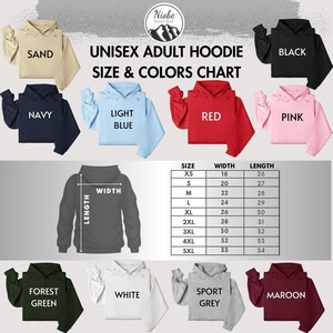 the hoodie sizes and colors chart for a child's hoodie