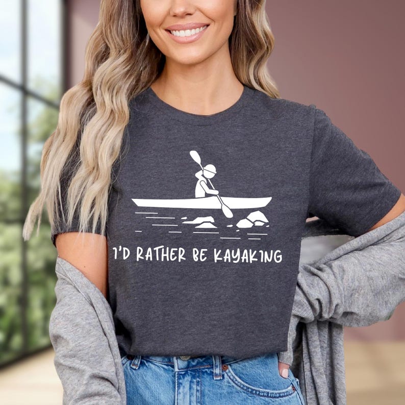 I'd Rather Be Kayaking Shirt - Camping and Paddle Life Tee, Kayak Lover Gift image 3